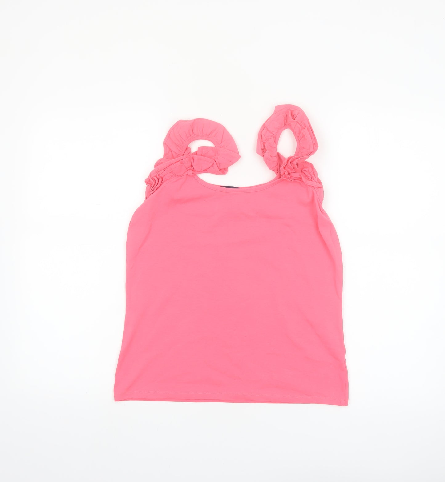 French Connection Women Pink Sleeveless Ruffle Strap Tank Top XL
