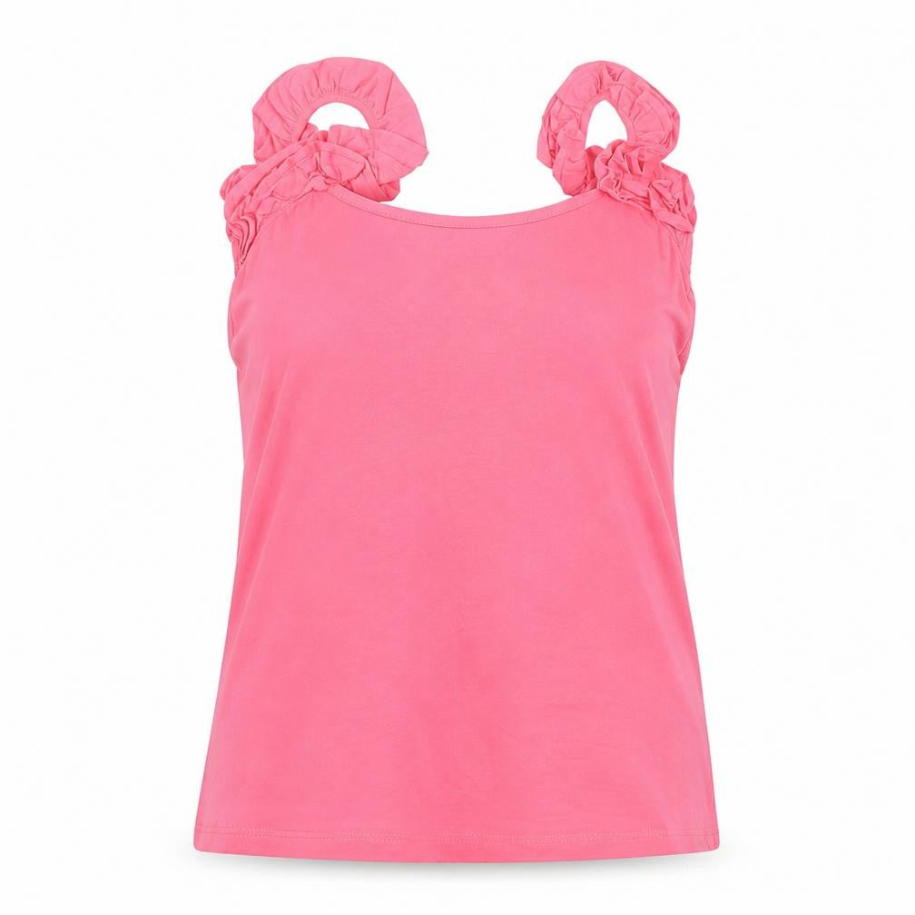 French Connection Women Pink Sleeveless Ruffle Strap Tank Top XL