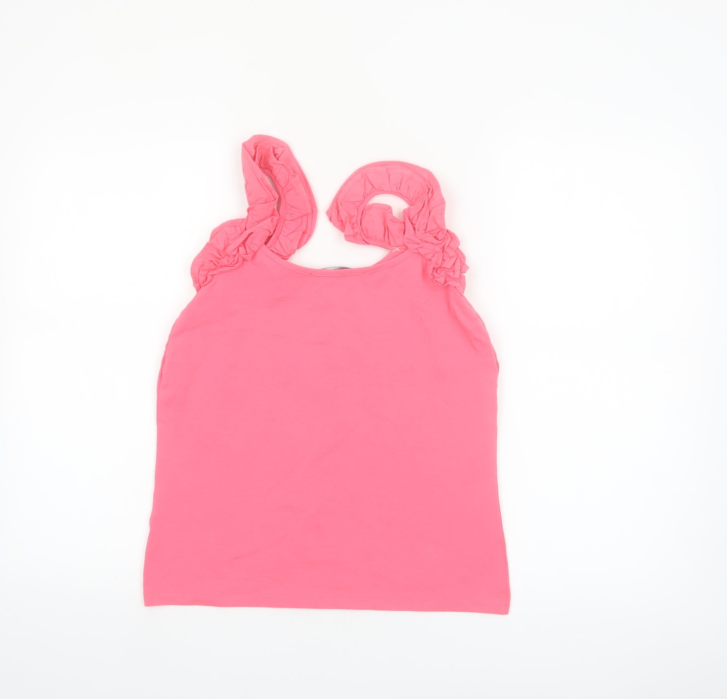 French Connection Women Pink Sleeveless Ruffle Strap Tank Top XL