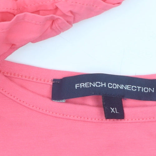 French Connection Women Pink Sleeveless Ruffle Strap Tank Top XL