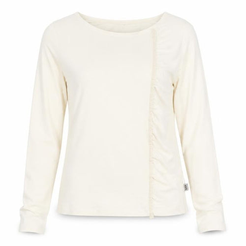 Jocavi Women Ivory Long Sleeve Cotton Stretch Basic T-Shirt UK 12