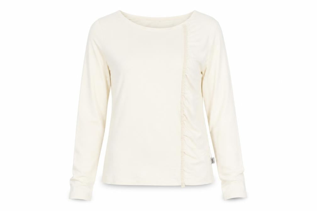 Jocavi Women Ivory Long Sleeve Cotton Stretch Basic T-Shirt UK 12