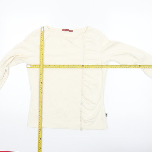 Jocavi Women Ivory Long Sleeve Cotton Stretch Basic T-Shirt UK 12