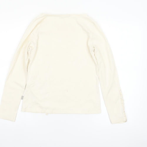 Jocavi Women Ivory Long Sleeve Cotton Stretch Basic T-Shirt UK 12
