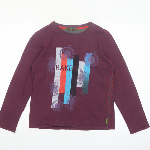 Ted Baker Boys Purple Long Sleeve Graphic Print Cotton T-Shirt 12 Years