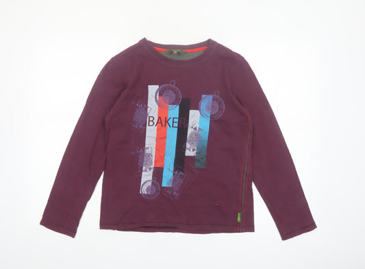 Ted Baker Boys Purple Long Sleeve Graphic Print Cotton T-Shirt 12 Years