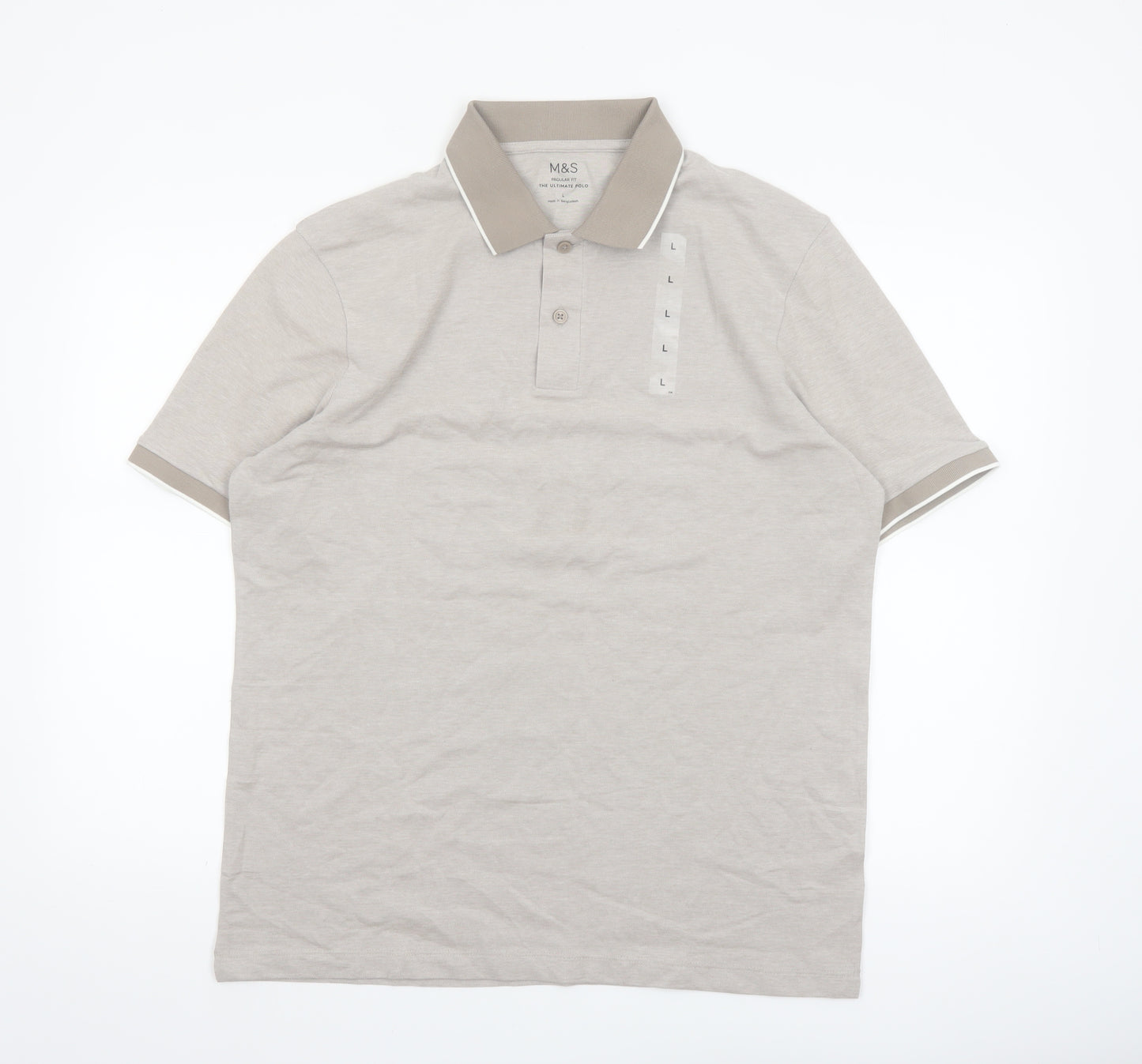 Marks and Spencer Men’s Beige Regular Fit Ultimate Polo Shirt L