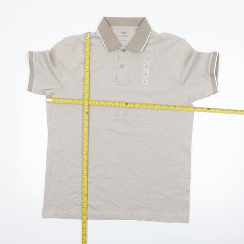 Marks and Spencer Men’s Beige Regular Fit Ultimate Polo Shirt L