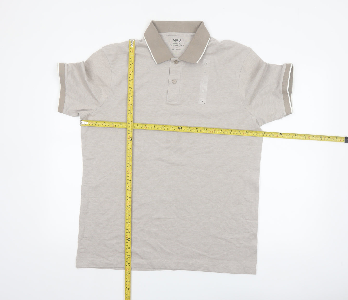 Marks and Spencer Men’s Beige Regular Fit Ultimate Polo Shirt L