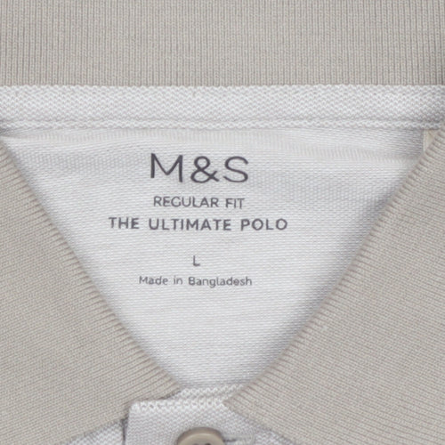 Marks and Spencer Men’s Beige Regular Fit Ultimate Polo Shirt L