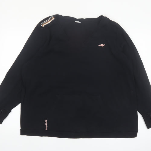 KangaROOS Women Black 22/24 Pullover Sweatshirt Cotton V-Neck