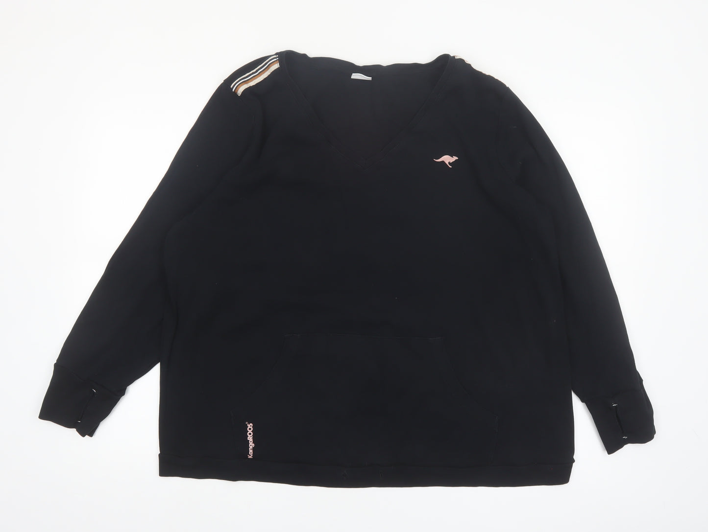 KangaROOS Women Black 22/24 Pullover Sweatshirt Cotton V-Neck