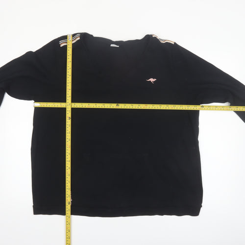 KangaROOS Women Black 22/24 Pullover Sweatshirt Cotton V-Neck