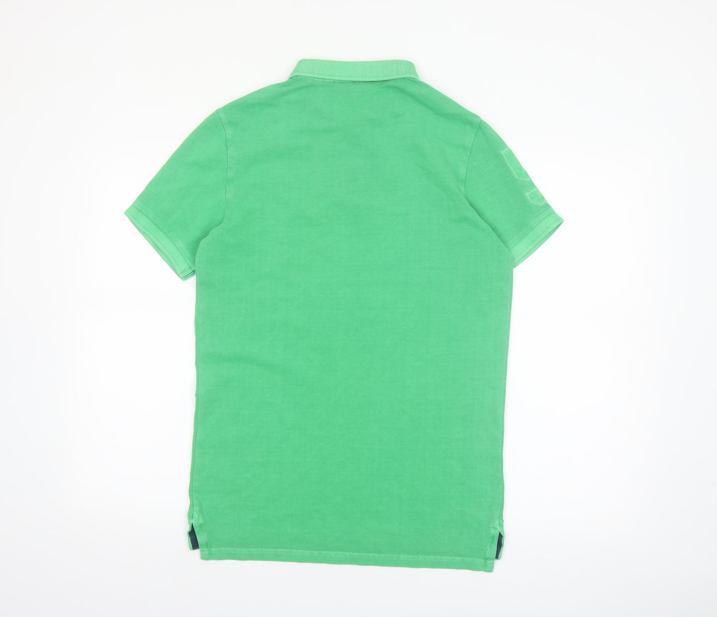 Superdry Men's Green Cotton Polo Shirt S Regular Fit