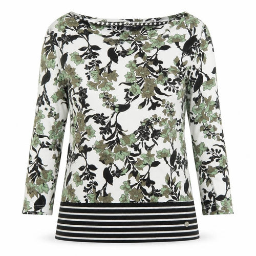 Maine New England Women's Multicoloured Floral 3/4 Sleeve Cotton T-Shirt Size 10