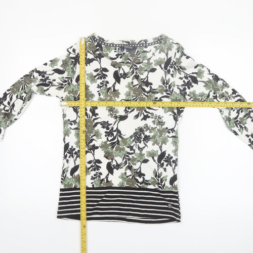 Maine New England Women's Multicoloured Floral 3/4 Sleeve Cotton T-Shirt Size 10