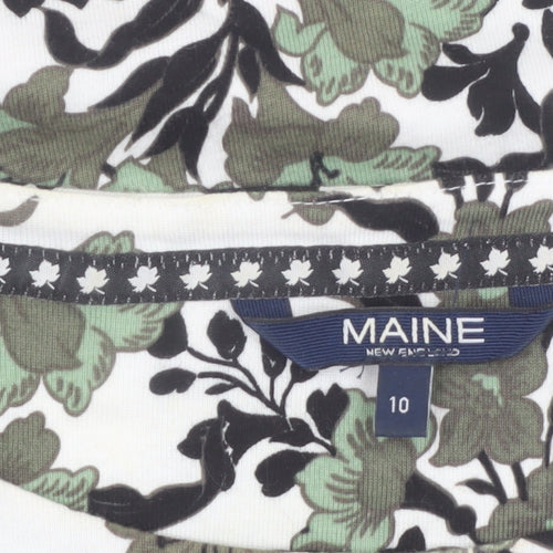 Maine New England Women's Multicoloured Floral 3/4 Sleeve Cotton T-Shirt Size 10