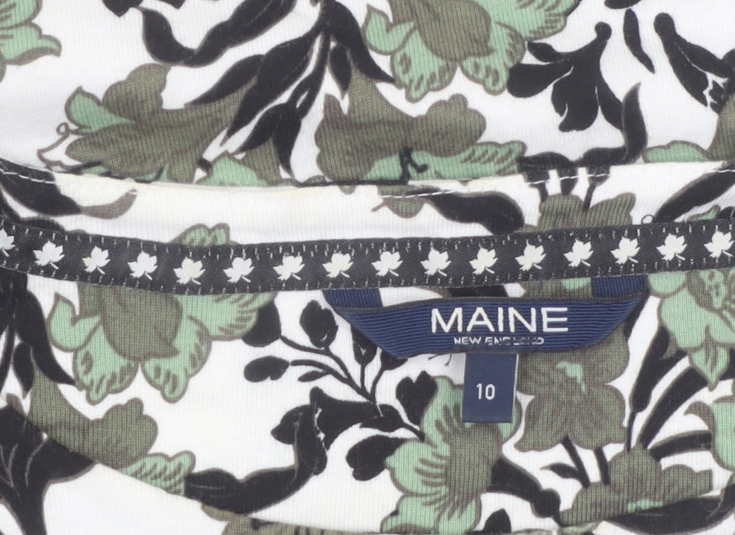 Maine New England Women's Multicoloured Floral 3/4 Sleeve Cotton T-Shirt Size 10
