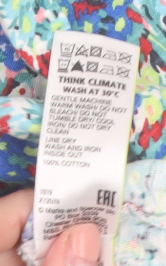 Marks and Spencer Women’s Multicoloured Floral Print Cotton Long Sleeve Top Size 20