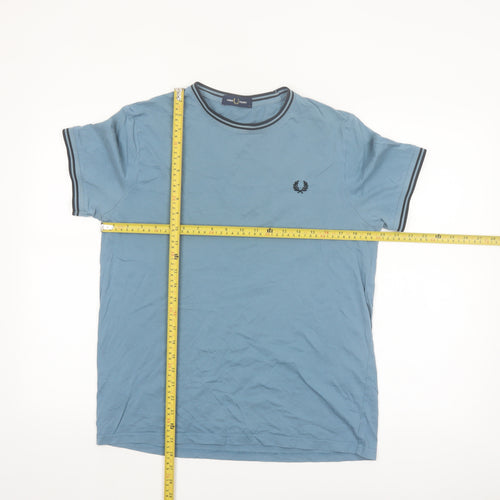 Fred Perry Men's Blue Crew Neck Cotton T-Shirt Size M