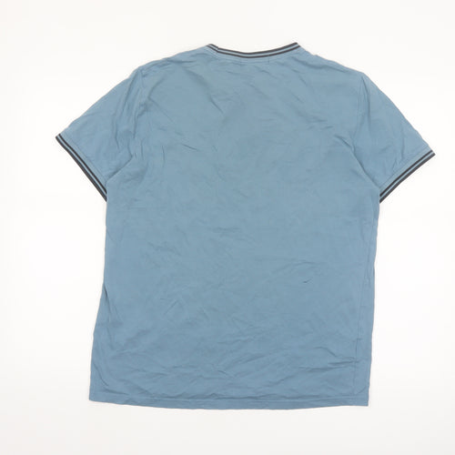 Fred Perry Men's Blue Crew Neck Cotton T-Shirt Size M