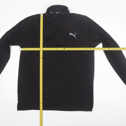 Puma Men’s Black Long Sleeve 1/4 Zip Running Top M Athletic Fit