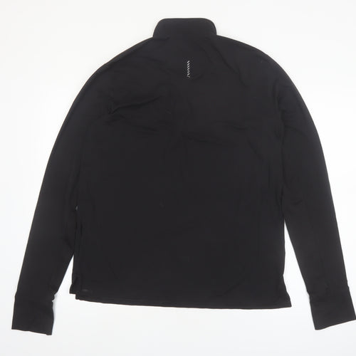Puma Men’s Black Long Sleeve 1/4 Zip Running Top M Athletic Fit