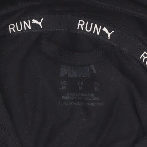 Puma Men’s Black Long Sleeve 1/4 Zip Running Top M Athletic Fit