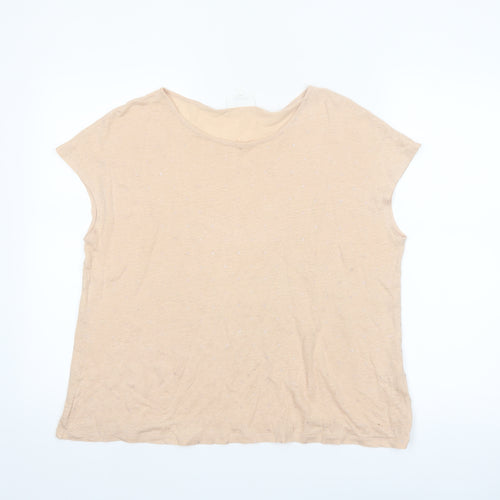 Seed Heritage Women’s Beige Linen Relaxed Fit Short Sleeve T-Shirt S