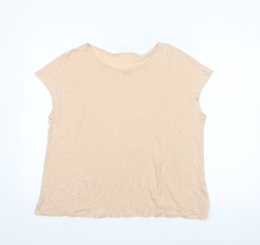 Seed Heritage Women’s Beige Linen Relaxed Fit Short Sleeve T-Shirt S