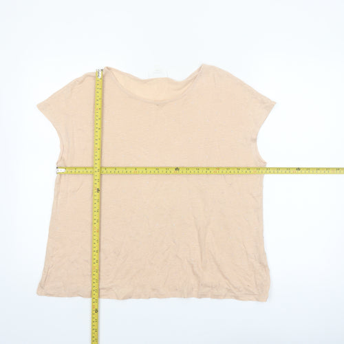 Seed Heritage Women’s Beige Linen Relaxed Fit Short Sleeve T-Shirt S