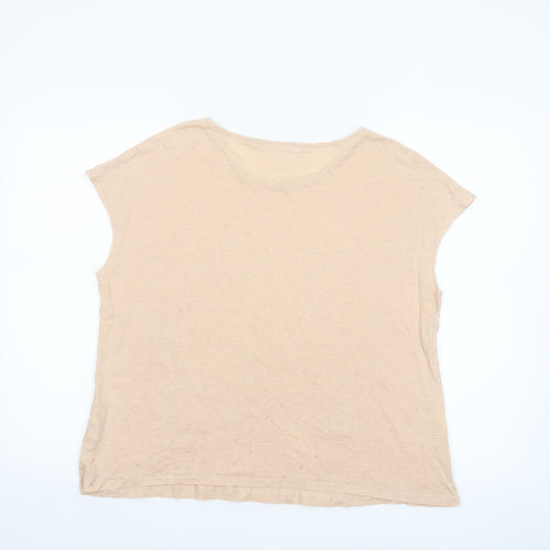 Seed Heritage Women’s Beige Linen Relaxed Fit Short Sleeve T-Shirt S