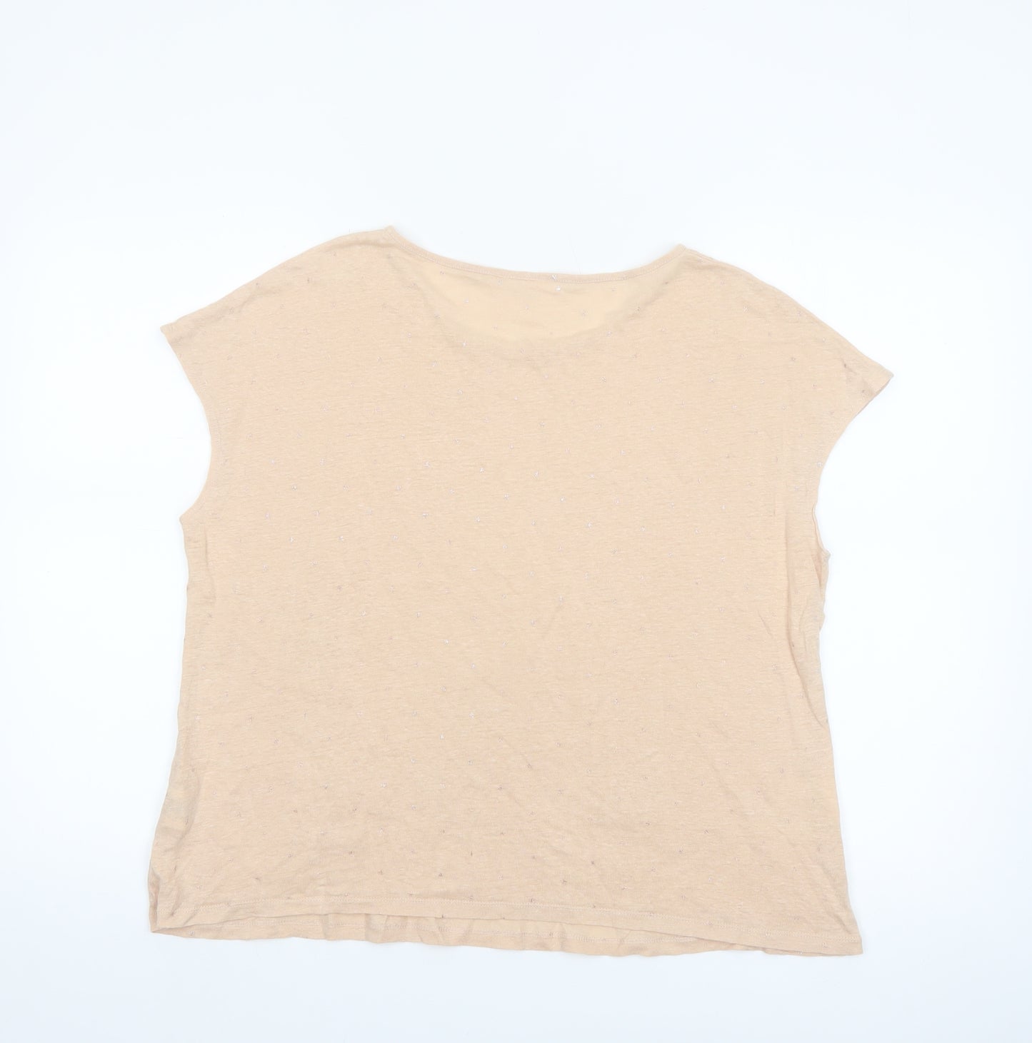 Seed Heritage Women’s Beige Linen Relaxed Fit Short Sleeve T-Shirt S