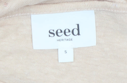 Seed Heritage Women’s Beige Linen Relaxed Fit Short Sleeve T-Shirt S