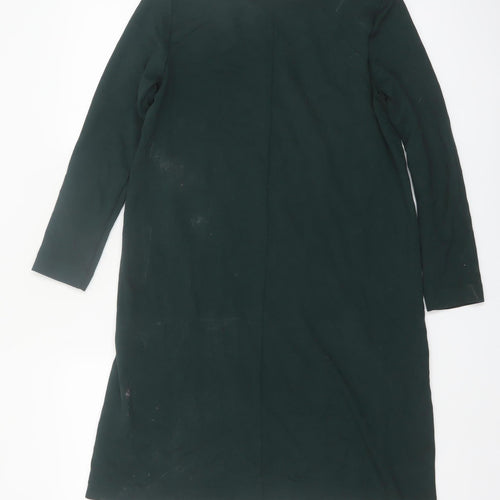 H&M Women Green Size 8 Shift Knee Length Long Sleeve Dress