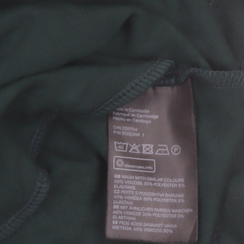 H&M Women Green Size 8 Shift Knee Length Long Sleeve Dress