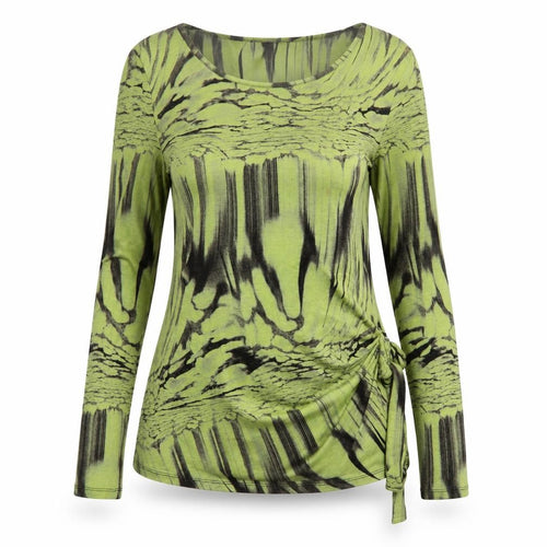 Chianti Women’s Green Abstract Long Sleeve Tunic Top Size 14