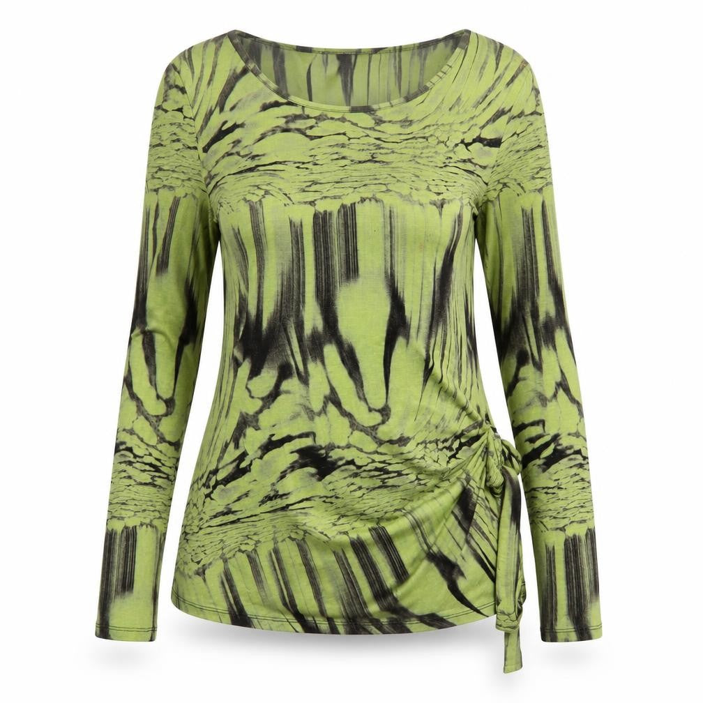 Chianti Women’s Green Abstract Long Sleeve Tunic Top Size 14