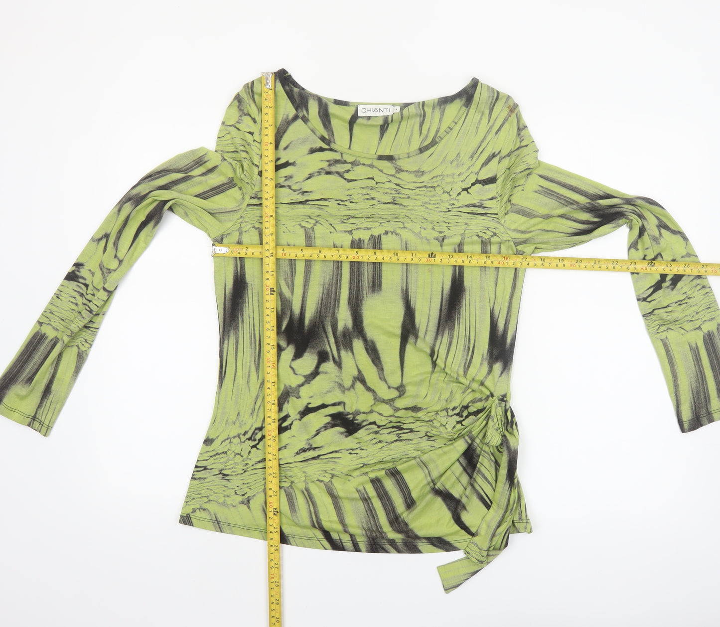 Chianti Women’s Green Abstract Long Sleeve Tunic Top Size 14