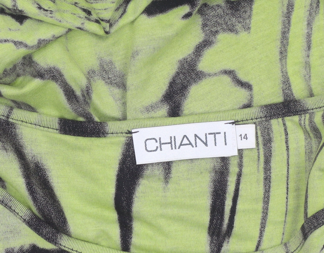 Chianti Women’s Green Abstract Long Sleeve Tunic Top Size 14