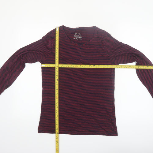 FatFace Women's Red Striped Long Sleeve Cotton Modal T-Shirt Size 12