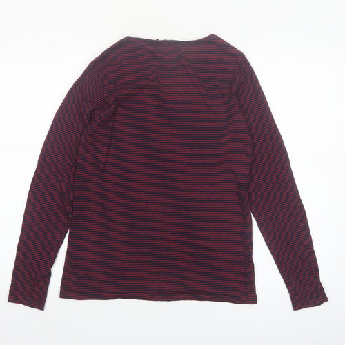 FatFace Women's Red Striped Long Sleeve Cotton Modal T-Shirt Size 12
