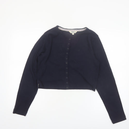 FatFace Women's Blue Cropped Button-Up Cardigan UK 14 Cotton Blend