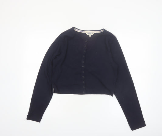 FatFace Women's Blue Cropped Button-Up Cardigan UK 14 Cotton Blend