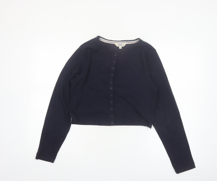 FatFace Women's Blue Cropped Button-Up Cardigan UK 14 Cotton Blend