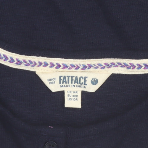 FatFace Women's Blue Cropped Button-Up Cardigan UK 14 Cotton Blend