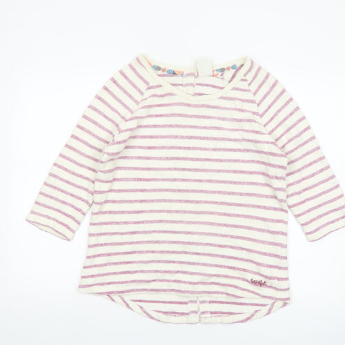 Weird Fish Womens Multicoloured Striped 3/4 Sleeve Cotton T-Shirt Size 10
