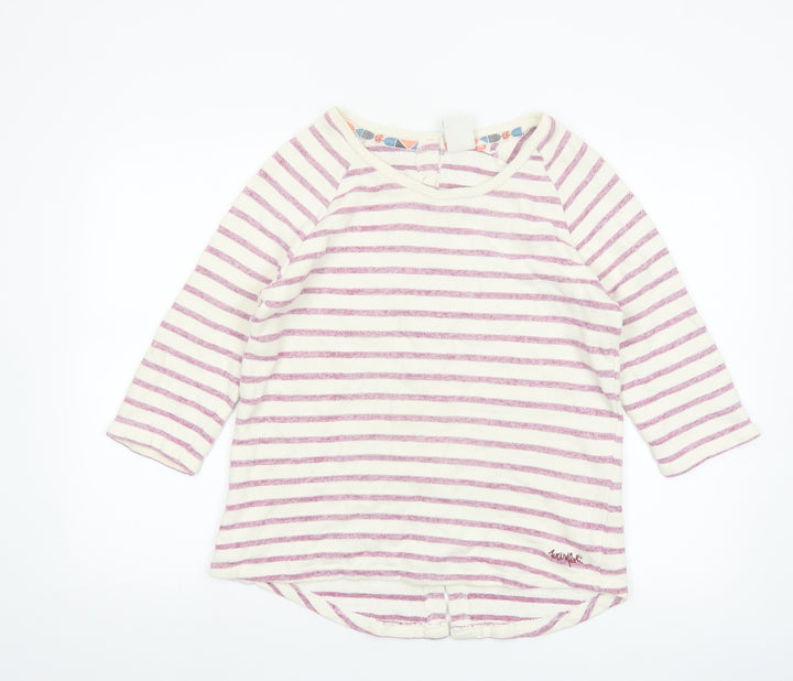 Weird Fish Womens Multicoloured Striped 3/4 Sleeve Cotton T-Shirt Size 10