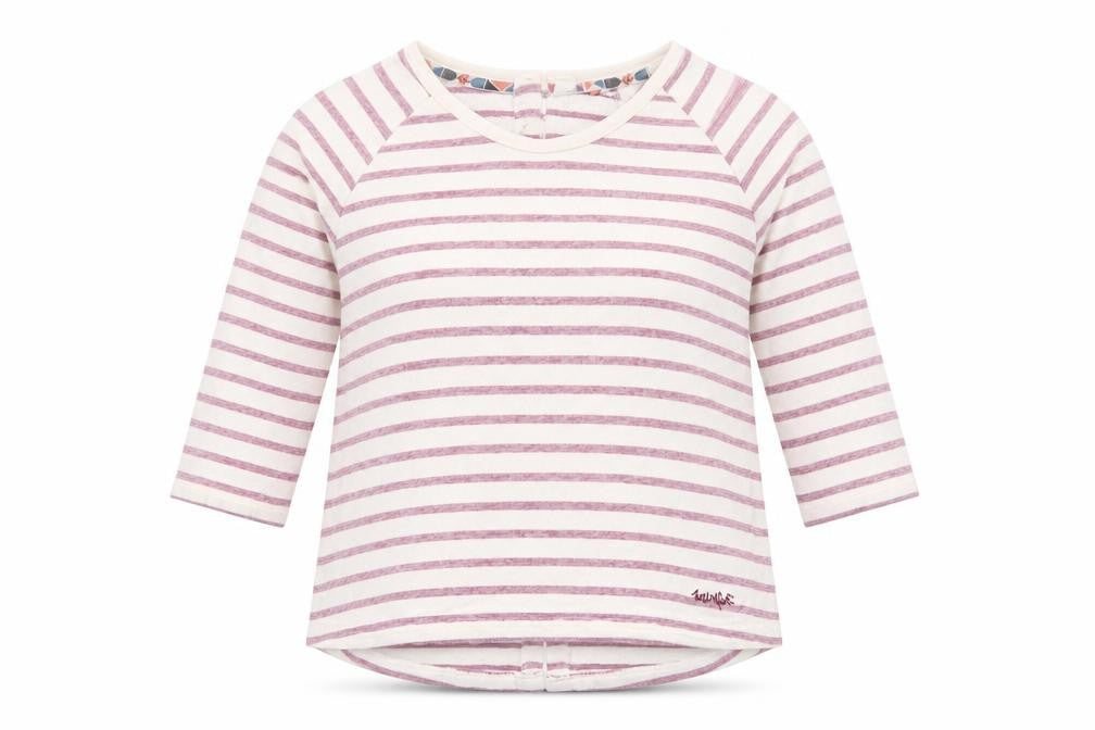 Weird Fish Womens Multicoloured Striped 3/4 Sleeve Cotton T-Shirt Size 10