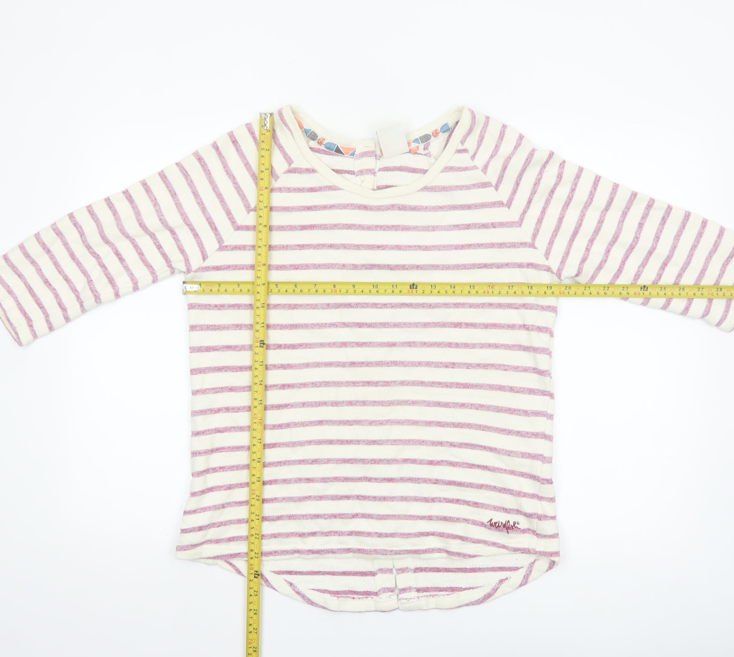 Weird Fish Womens Multicoloured Striped 3/4 Sleeve Cotton T-Shirt Size 10